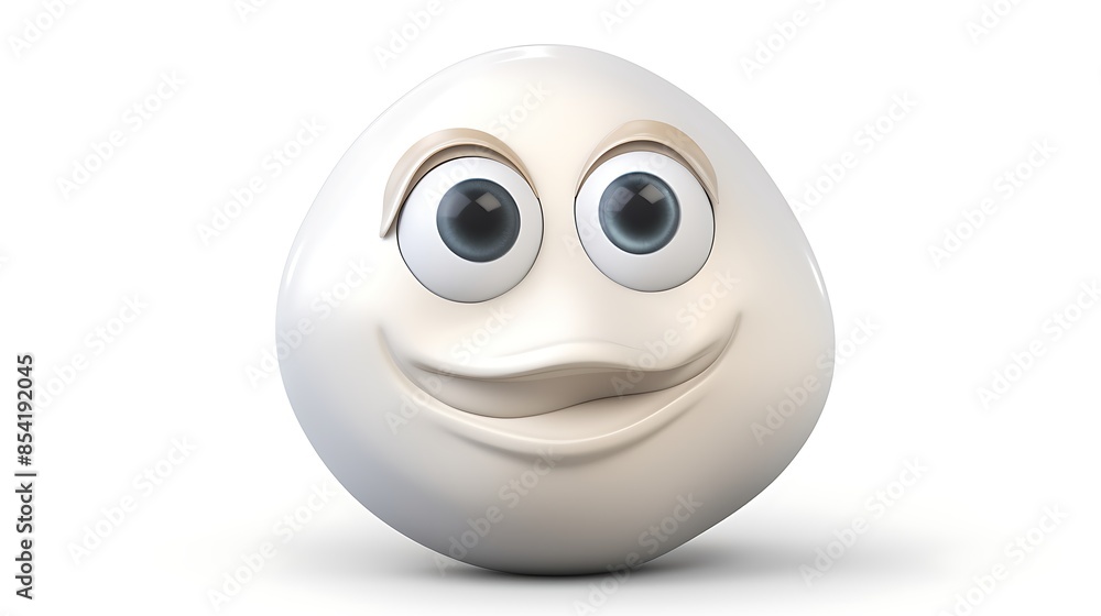 Poster 3d rendering of a cute and simple cartoon egg character with a happy smiling face. the egg has big b