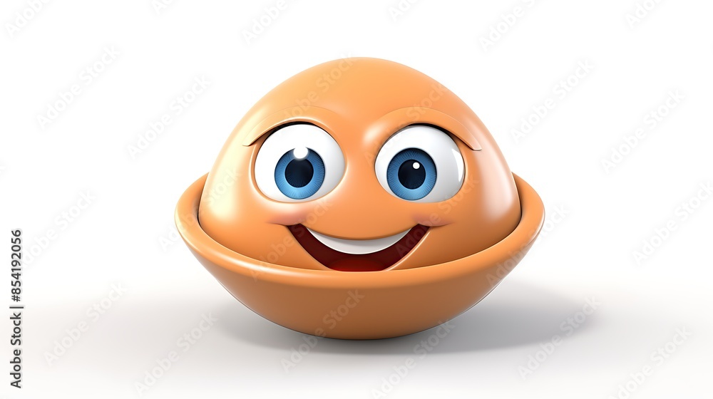 Poster 3d rendering of a cute and friendly cartoon walnut character. the walnut has a happy expression on i