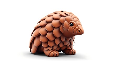 Obraz premium 3D rendering of a cute pangolin, a scaly mammal native to Africa and Asia. It is known for its unique ability to roll into a ball when threatened.