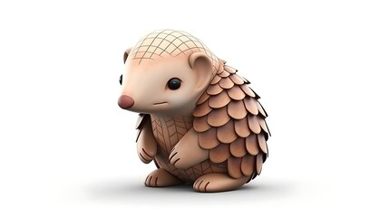 3D rendering of a cute pangolin, a scaly mammal that is native to Africa and Asia.