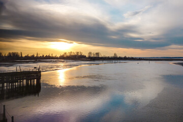 sunset over the river