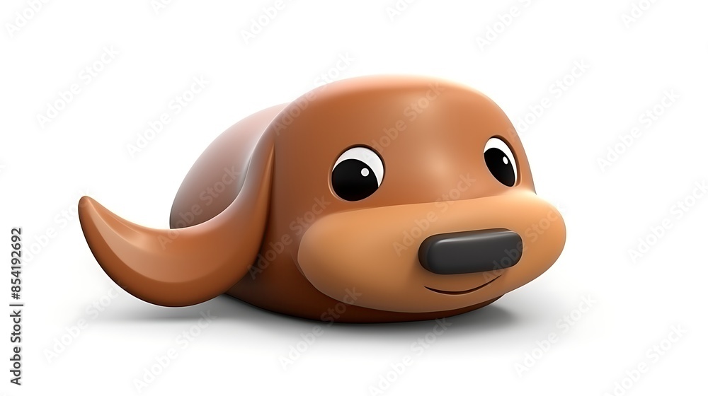 Aufkleber a cute and simple 3d rendering of a brown dog. the dog is lying down with its head resting on its pa