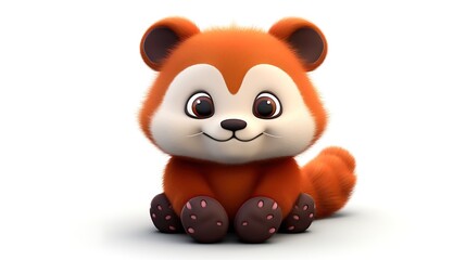 Fototapeta premium Cute and cuddly, this little red panda is sure to put a smile on your face.