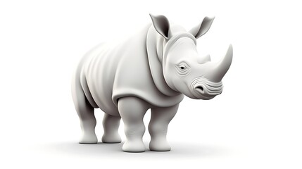 Fototapeta premium A 3D rendering of a rhinoceros, a large herbivorous mammal with a distinctive horn on its nose.