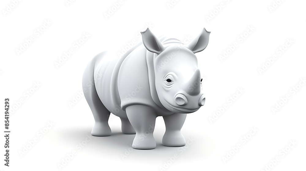 Poster this is a 3d rendering of a white rhinoceros. the model is realistic and has a smooth, even surface.