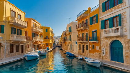 Obraz premium beautiful street in Rethymnon Greece, summer