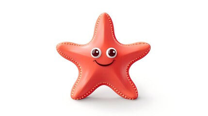 Cute and friendly cartoon starfish character. 3D rendering.