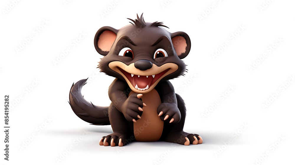 Aufkleber a cute and cuddly 3d rendering of a baby tasmanian devil. the creature is sitting on a white backgro