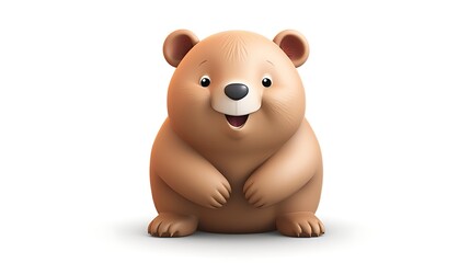 Naklejka premium Cute and cuddly cartoon bear. The bear is brown and has a friendly smile on its face.