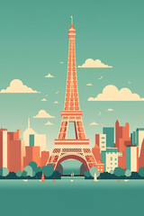 Paris urban landscape with cityscape silhouette. Pattern with houses. Illustration