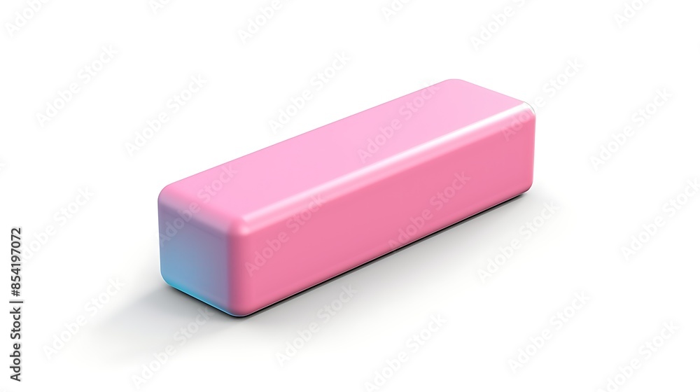 Poster a simple 3d rendering of a pink rectangular prism. the prism is sitting on a white surface and is is