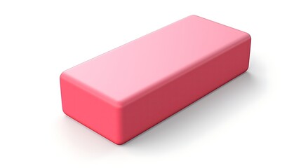A pink rectangular eraser on a white background. The eraser is slightly angled to the right.