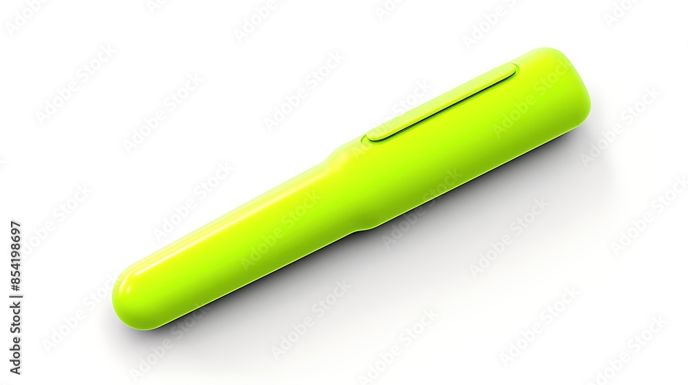 Poster this is a 3d rendering of a green highlighter. the highlighter is sleek and has a modern design.