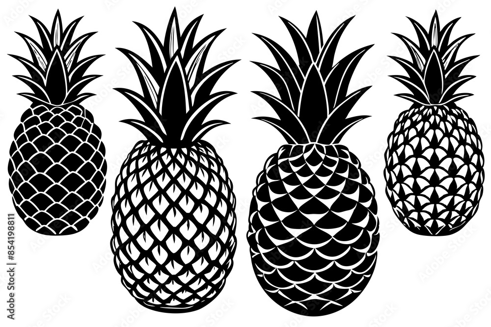 Wall mural vector set of pineapple fruit