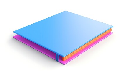 3D illustration of a closed book with a blue cover. The book is lying on a white surface. The cover is glossy and reflects the light.