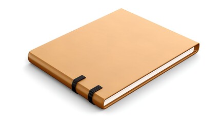 3D illustration of a closed book with a brown cover. The book is lying on a white surface. The image is simple and clean, with a focus on the book.