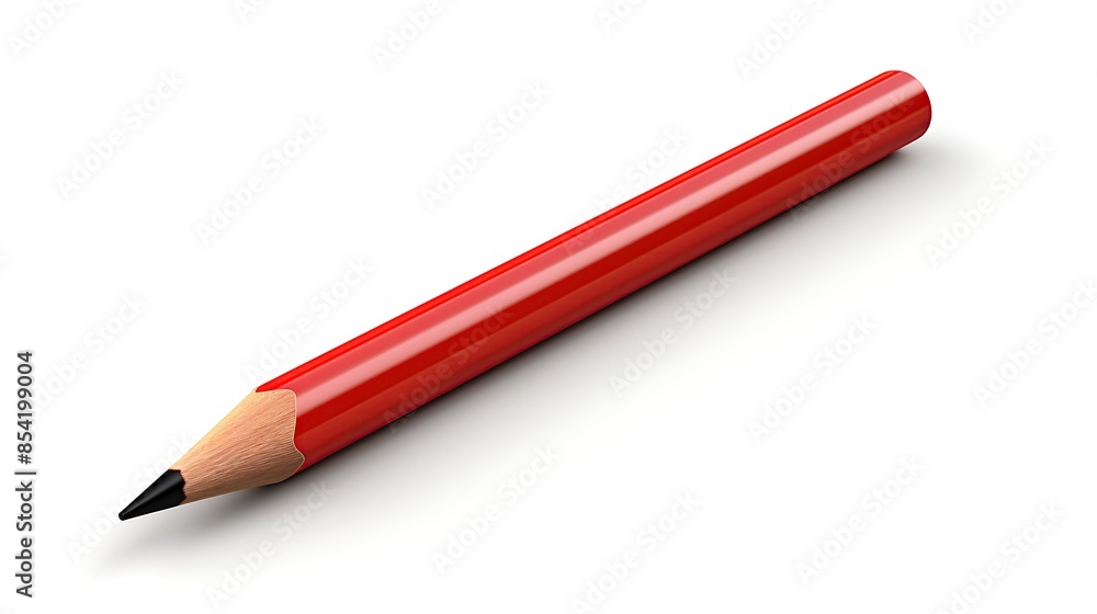 Poster a simple red pencil on a white background. the pencil is sharpened and ready to use. it is a common 