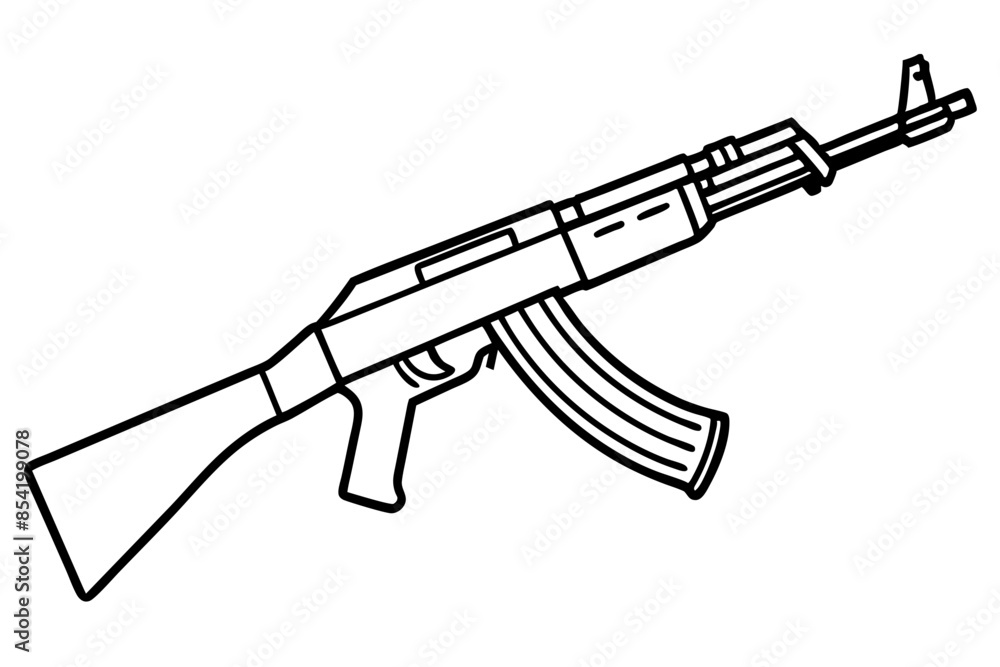 Wall mural Ak 47 submachine gun outline vector art