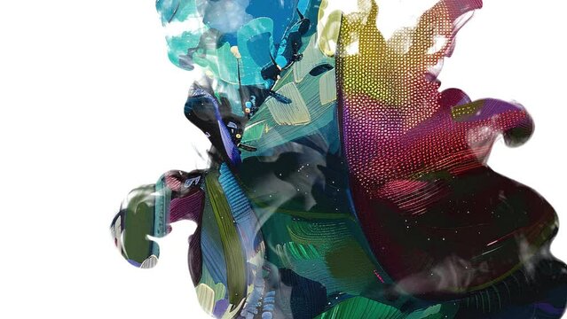 Close-Up of the face of a fly insect eye Ink Drop 4k Animation Reveal Video.