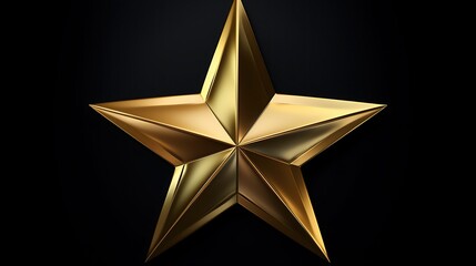 Obraz premium This is a 3D rendering of a gold star on a black background. The star is simple, elegant, and has a metallic finish.