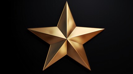 Obraz premium This is a 3D rendering of a gold star on a black background. The star is simple, elegant, and has a metallic finish.