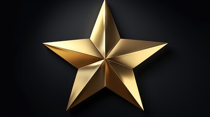 Obraz premium This is a 3D rendering of a gold star on a black background. The star is simple, elegant, and has a reflective surface.