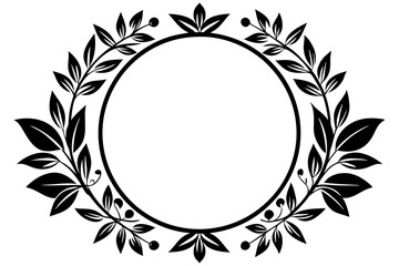 Circle Botanical Floral Frame Wreath Design 