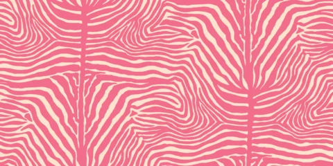 Gardinen Tiere Muster  Trendy pink zebra animal skin pattern on light yellow background. Vector seamless for fabric, textile, clothes  © yaviki