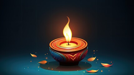 Fototapeta premium A beautiful diya, or oil lamp, is the centerpiece of this image.