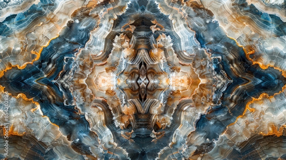 Poster natural mineral formations displaying beautiful patterns and textures with a mirrored effect