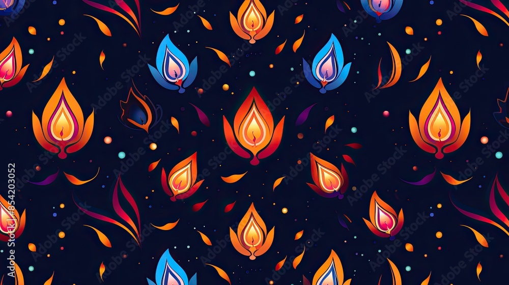 Poster a seamless pattern with a floral motif. the pattern is made up of repeating units, each of which is 