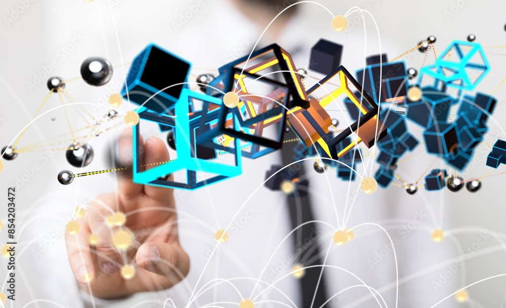 Poster conference digital network and data concept 3d