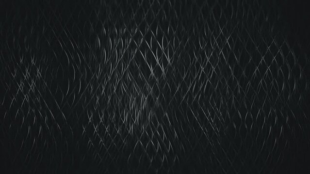 Metal Strings in the Dark. Dynamic Wavy Steel Grid. Looped video.