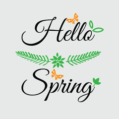 Lettering Happy spring with decorative flower elements