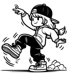 Fototapeta premium Skater girl dancing position, vector illustration