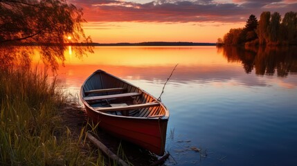 Obraz premium boat at sunset