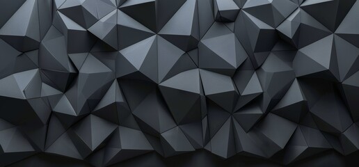 A black abstract geometric background with a 3D rendering.