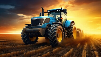 Fototapeta premium a yellow and black tractor
