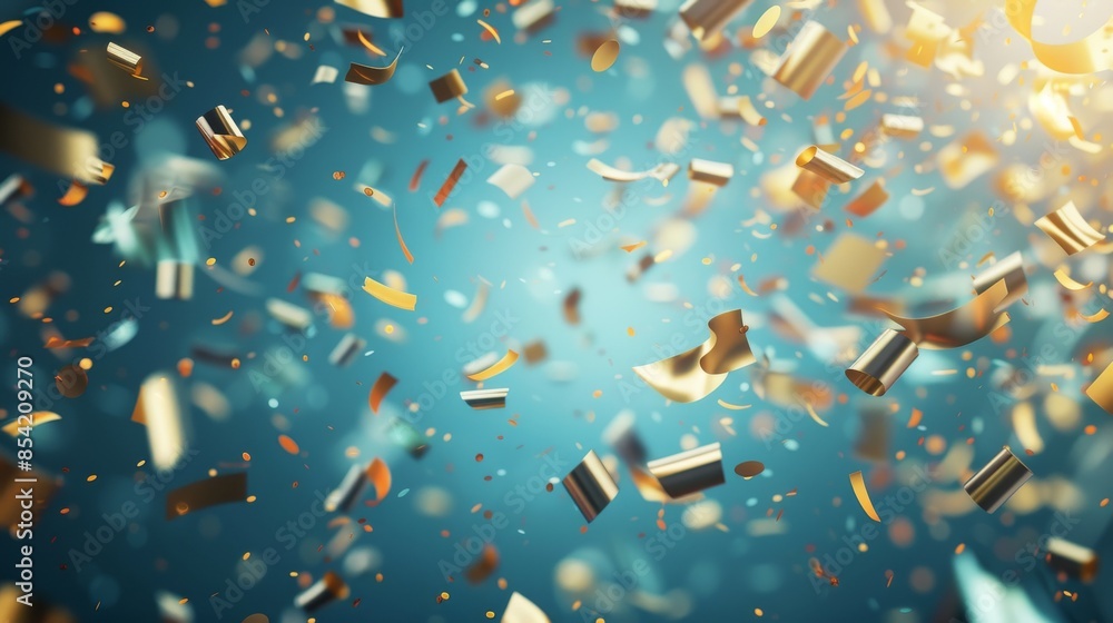Poster 3d rendering of abstract background with confetti. stock