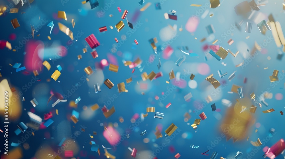 Poster confetti background with 3d rendering. ai-driven generation