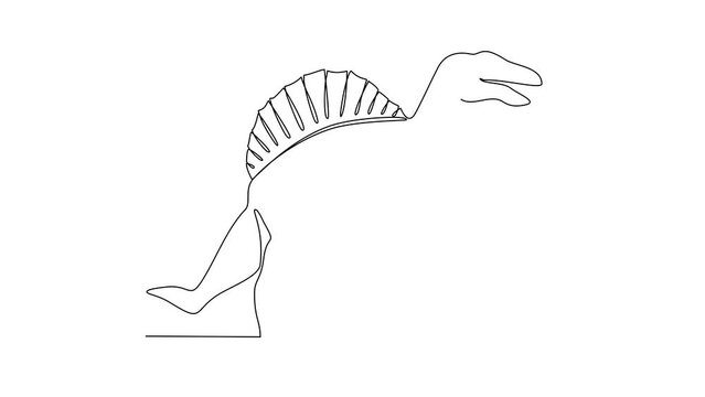 Animated self drawing of Dinosaurs video design illustration. Dinosaurs animal themes in simple continuous line design video concept. Dinosaurs were a diverse group of reptiles that ruled the Earth.