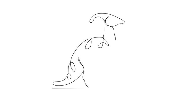 Animated self drawing of Dinosaurs video design illustration. Dinosaurs animal themes in simple continuous line design video concept. Dinosaurs were a diverse group of reptiles that ruled the Earth.
