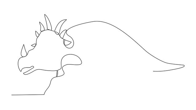 Animated self drawing of Dinosaurs video design illustration. Dinosaurs animal themes in simple continuous line design video concept. Dinosaurs were a diverse group of reptiles that ruled the Earth.