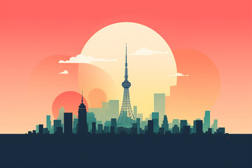 Obraz premium Tokio urban landscape. Pattern with houses. Illustration