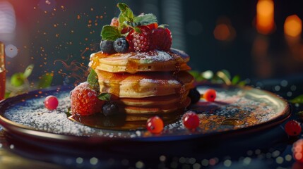 Raspberry, blueberry, and blackberry pancakes. Stock algorithms