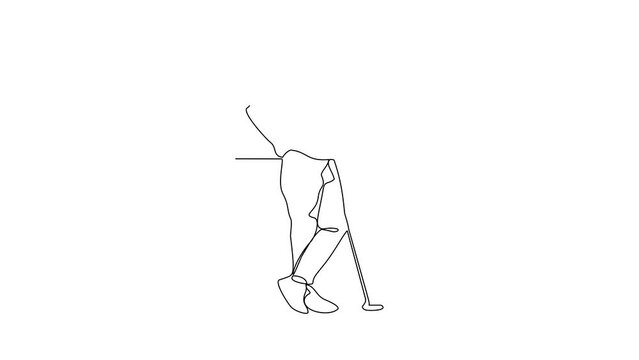 Animated self drawing of Golf sports video design illustration. The people is playing golf golf sports in the field with championship system in simple linear design continuous style video concept. 