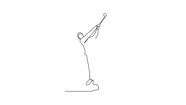 Animated self drawing of Golf sports video design illustration. The people is playing golf golf sports in the field with championship system in simple linear design continuous style video concept. 