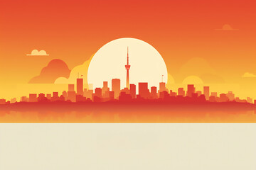 Tokio urban landscape. Pattern with houses. Illustration