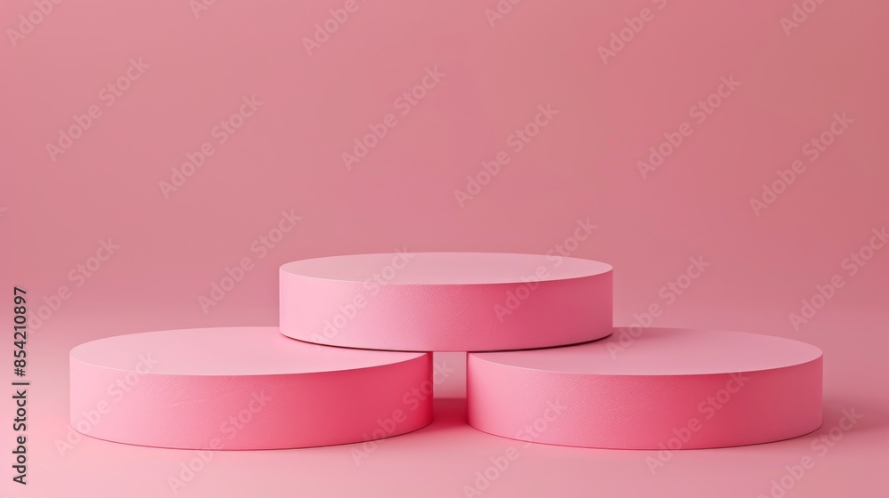 Aufkleber a three-dimensional rendering of abstract minimal geometric forms. pink podium with your design. sto