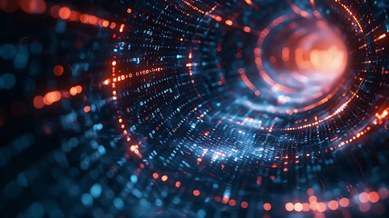 Obraz premium Digital binary code matrix background, 3D rendering, simple abstract design pattern concept, futuristic data center illustration 